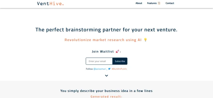Screenshot of VentHive website
