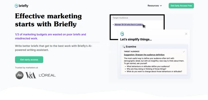 Screenshot of Briefly website
