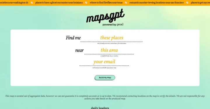 Screenshot of Maps GPT website