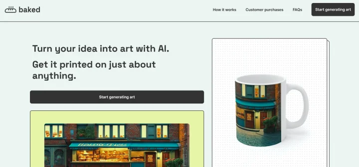 Screenshot of Baked AI website