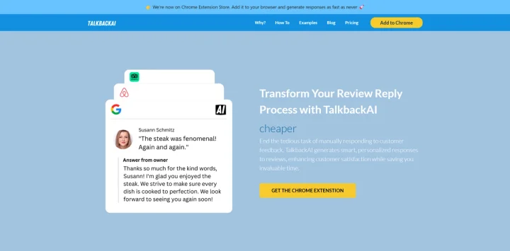 Screenshot of Talkback AI website