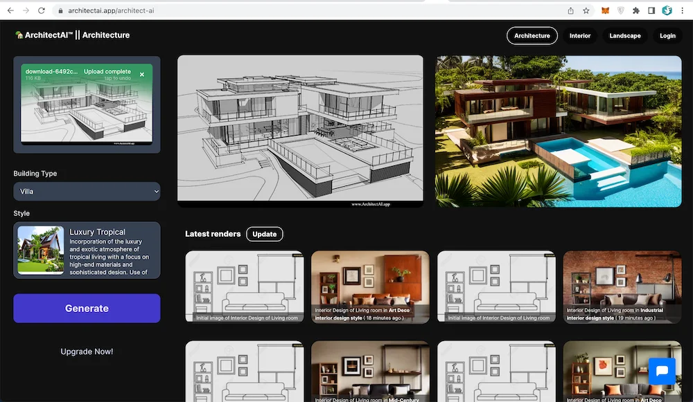 Screenshot of ArchitectAI website
