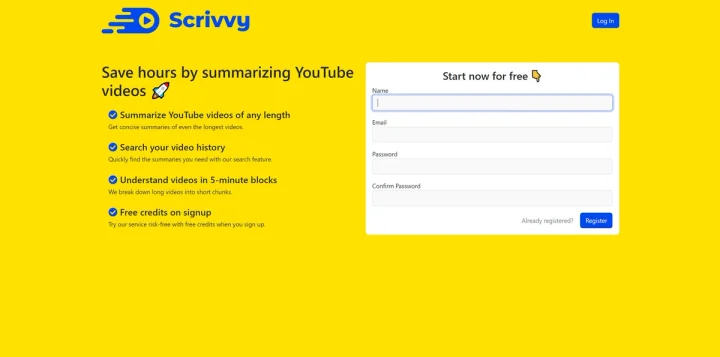 Screenshot of Scrivvy website