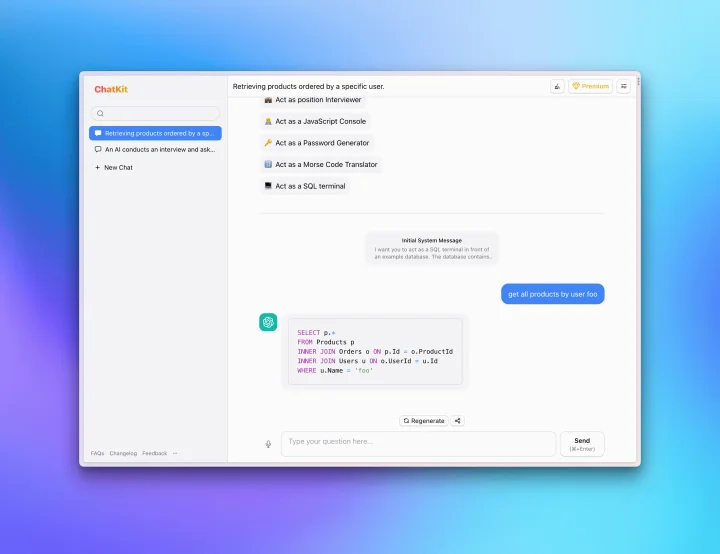 Screenshot of ChatKit website