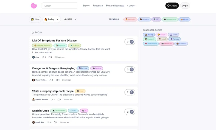 Screenshot of Snack Prompt website