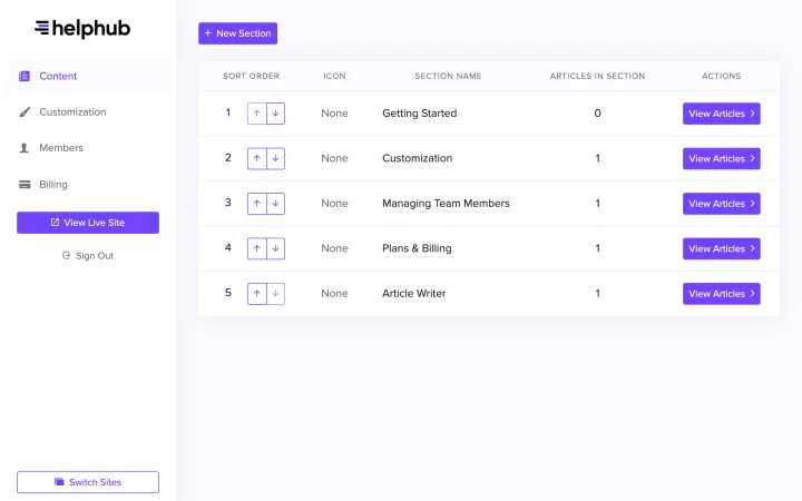 Screenshot of HelpHub website