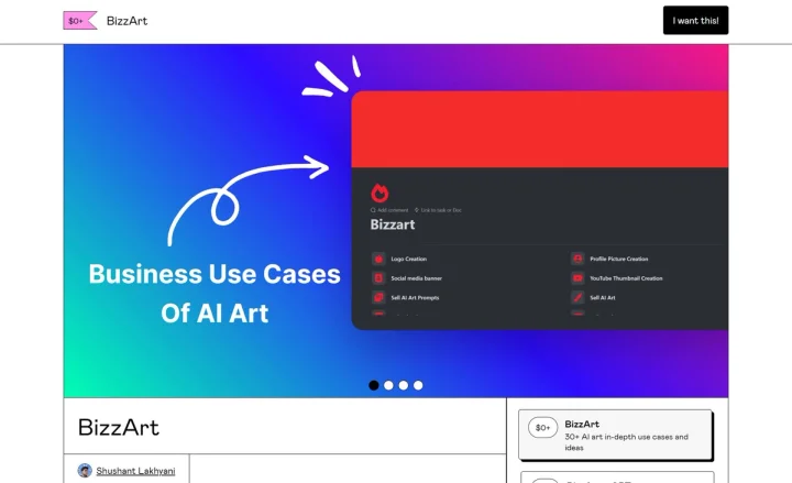 Screenshot of BizzArt website