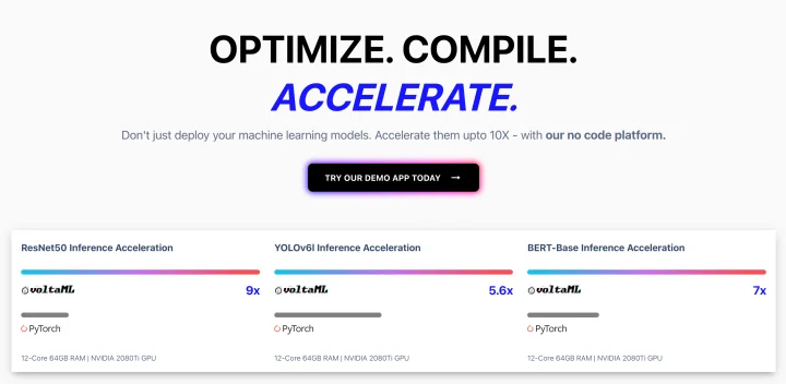 Screenshot of voltaML website