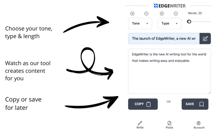 Screenshot of EdgeWriter website