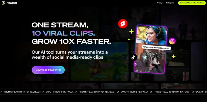 Screenshot of Powder website