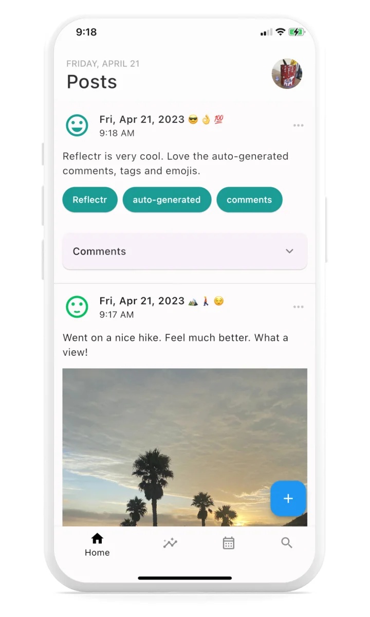 Screenshot of Reflectr website