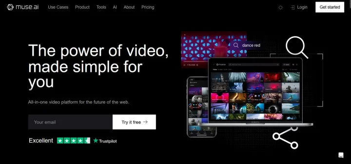 Screenshot of Muse.ai website