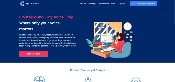 Screenshot of CrystalSound website