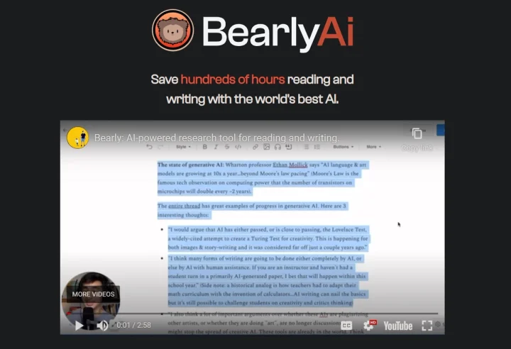 Screenshot of Bearly website