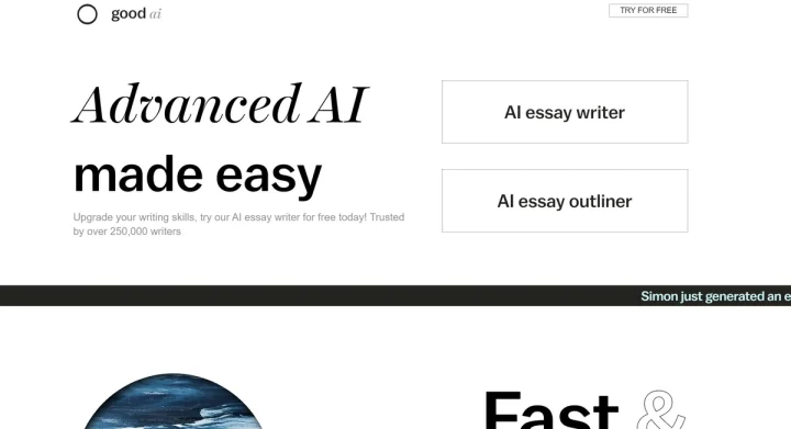 Screenshot of Good AI website