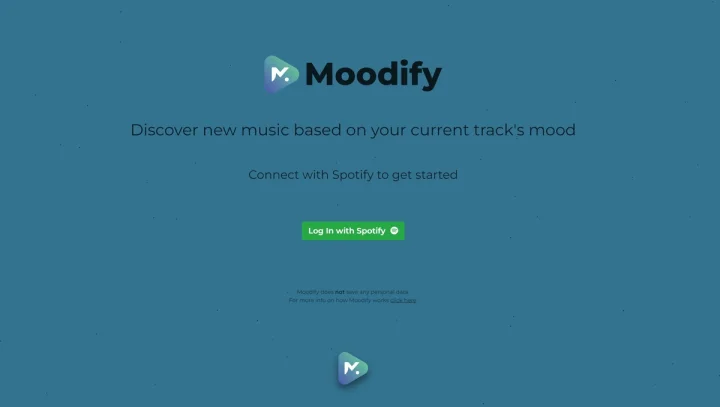 Screenshot of Moodify website