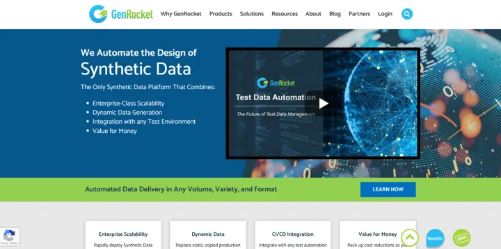Screenshot of GenRocket website