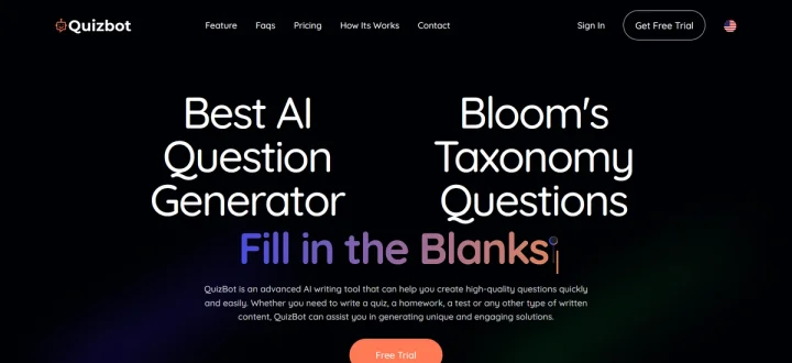 Screenshot of Quizbot.ai website
