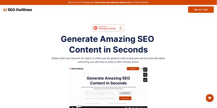 Screenshot of AI SEO Outlines website