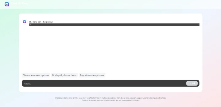 Screenshot of Blinknshop website
