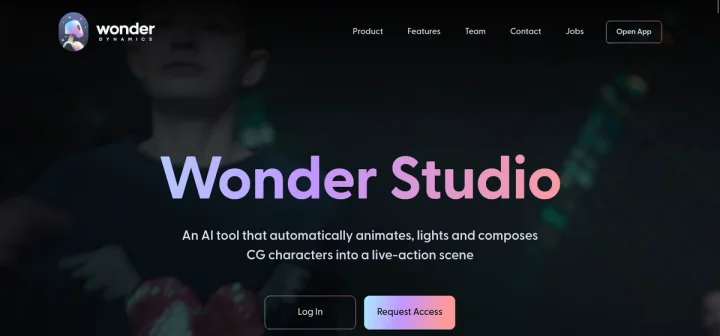Screenshot of Wonder Studio website