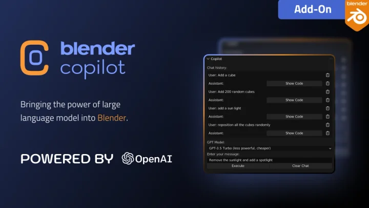 Screenshot of Blender Copilot (Blender GPT) website