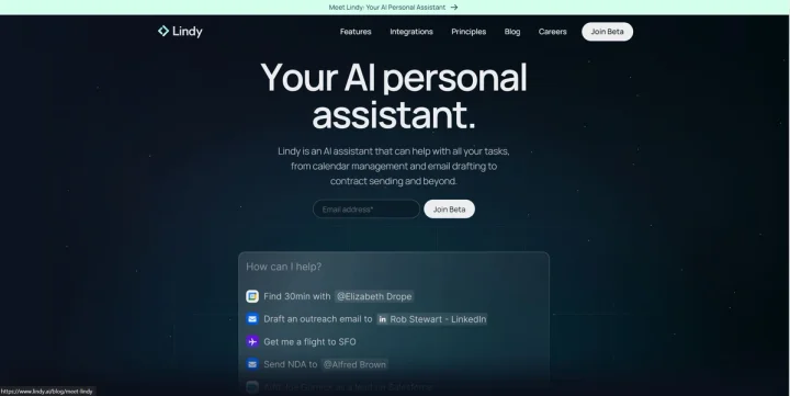 Screenshot of Lindy.ai website