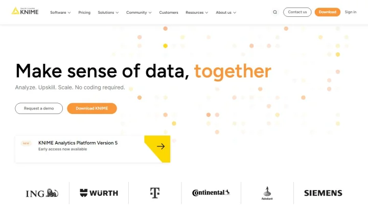 Screenshot of KNIME website