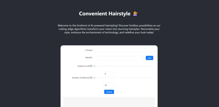 Screenshot of Convenient Hairstyle website