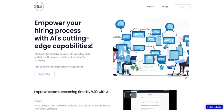 Screenshot of HireDev website