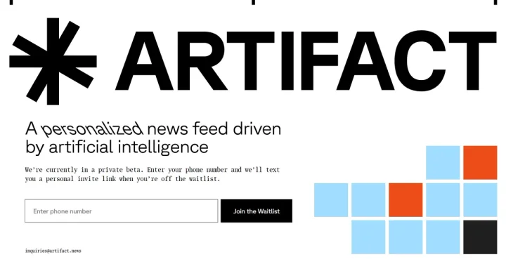 Screenshot of Artifact News website