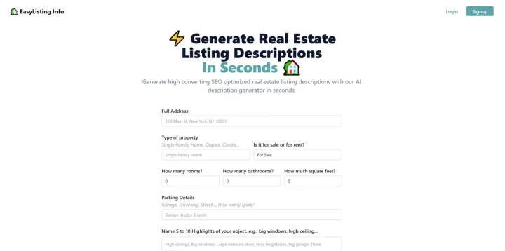 Screenshot of EasyListing website