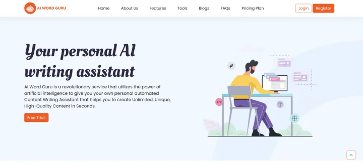 Screenshot of AI Word Guru website