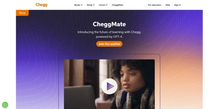 Screenshot of CheggMate website