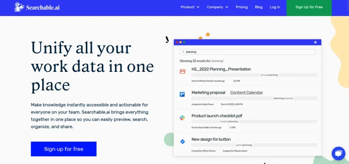 Screenshot of Searchable.ai website