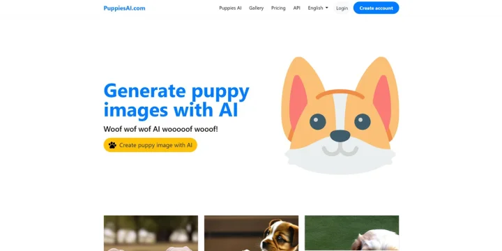 Screenshot of PuppiesAI website