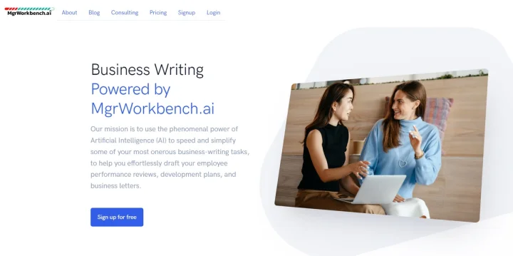 Screenshot of MgrWorkbench.ai website
