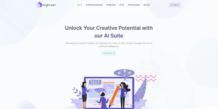 Screenshot of Bright Pen website
