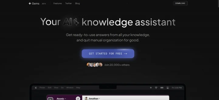 Screenshot of Gems website