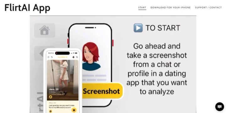 Screenshot of FlirtAI App website