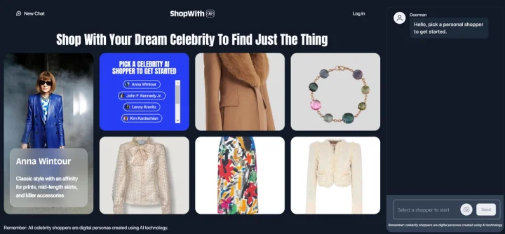Screenshot of ShopWithAI website