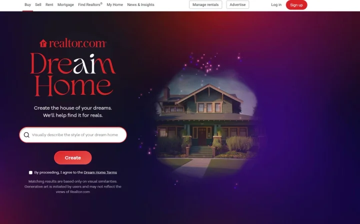 Screenshot of AI Dream Home website