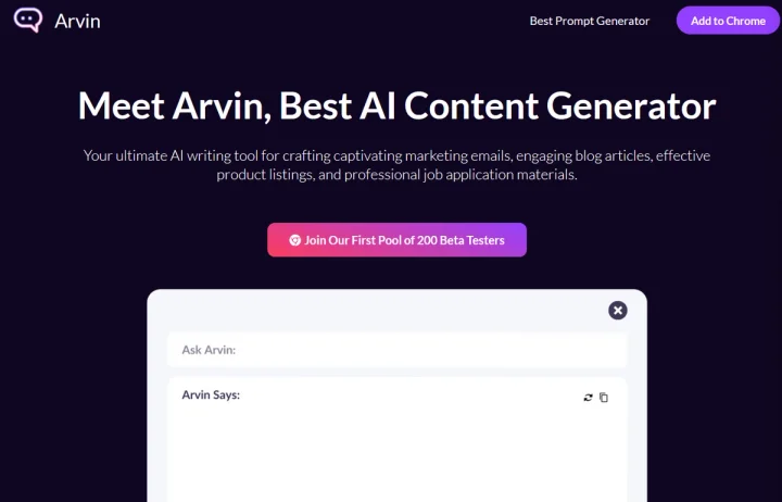 Screenshot of Arvin website