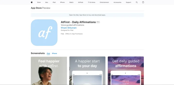 Screenshot of AtFirst website
