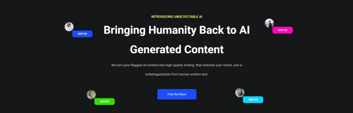 Screenshot of Undetectable AI website