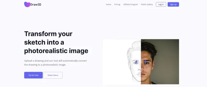 Screenshot of Draw3D website