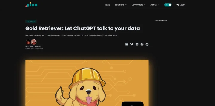 Screenshot of Gold Retriever website