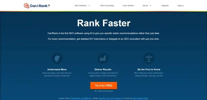 Screenshot of CanIRank website