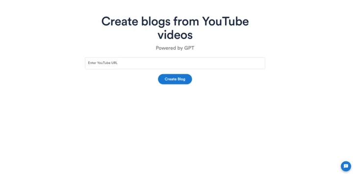 Screenshot of VideoToBlog website