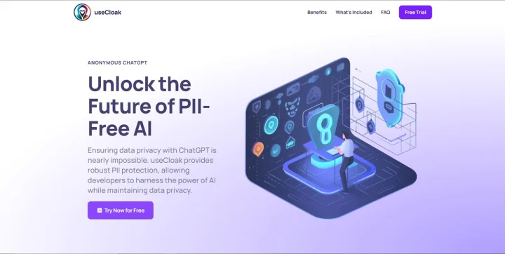 Screenshot of UseCloak.ai website